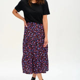 Falda Felicity Tiered Black/Multi Leopard Love - ECRU