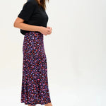 Falda Felicity Tiered Black/Multi Leopard Love - ECRU