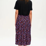 Falda Felicity Tiered Black/Multi Leopard Love - ECRU