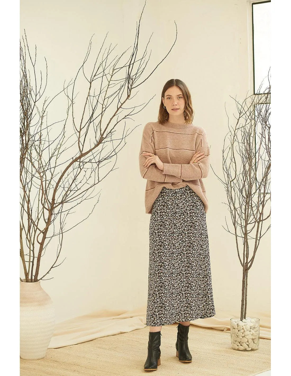 Falda Ginger Navy - ECRU