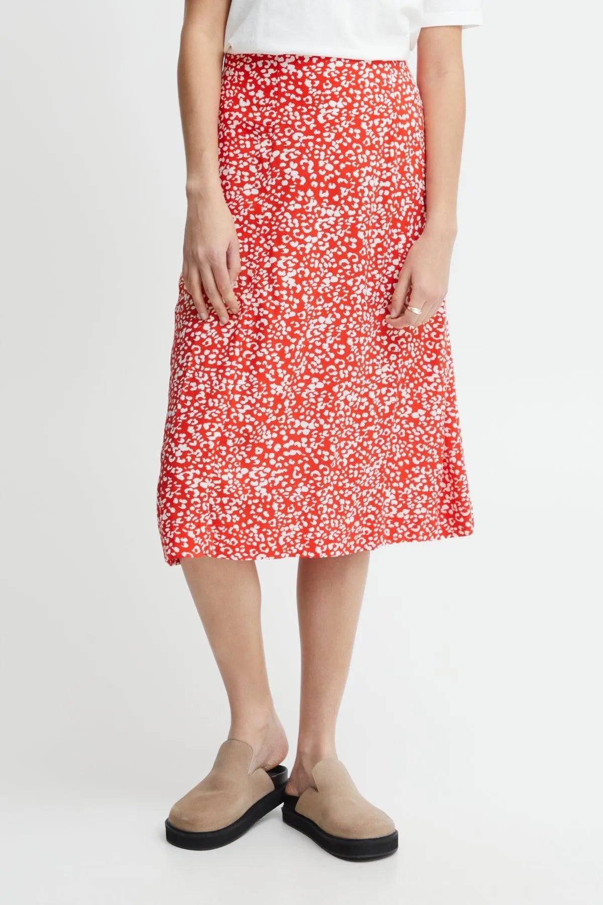 Falda ICHI Carolina Poppy Red - ECRU