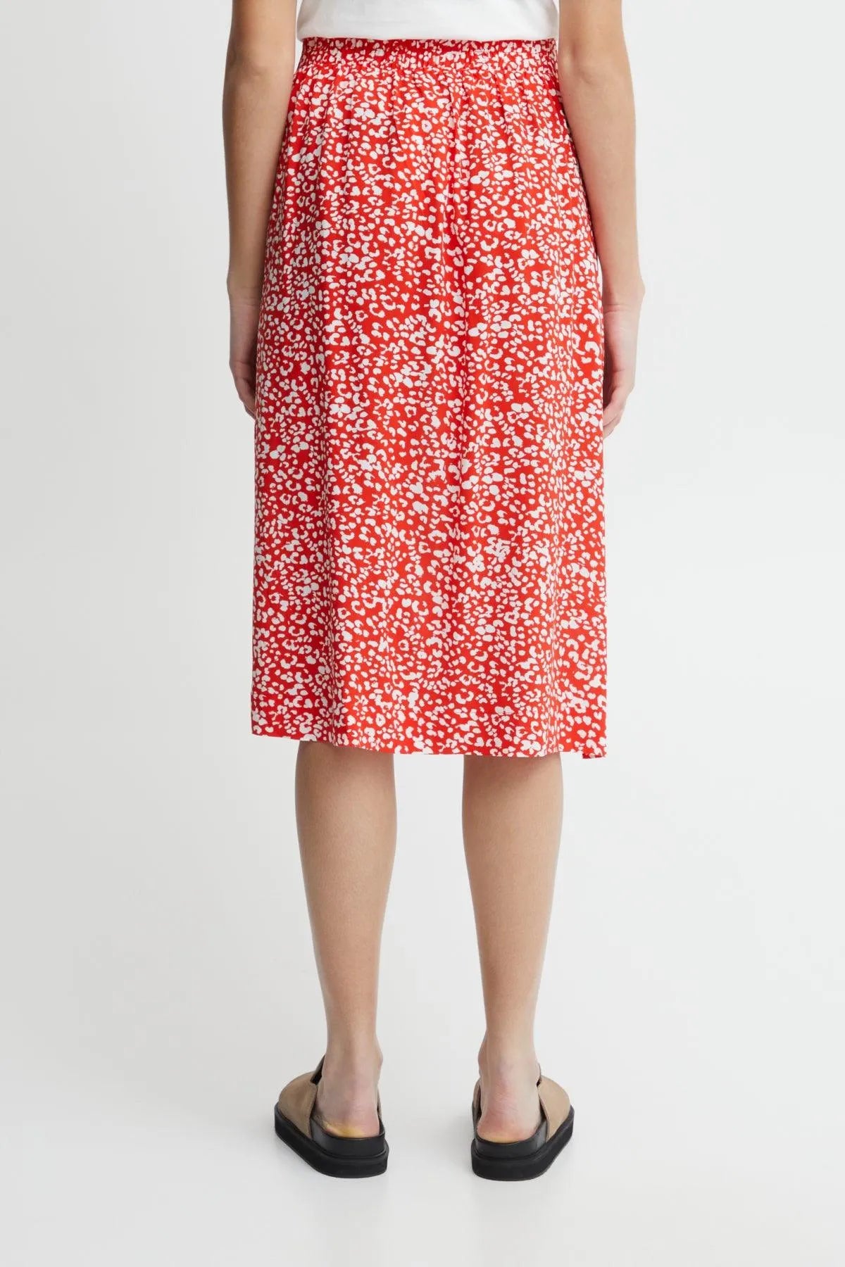 Falda ICHI Carolina Poppy Red - ECRU