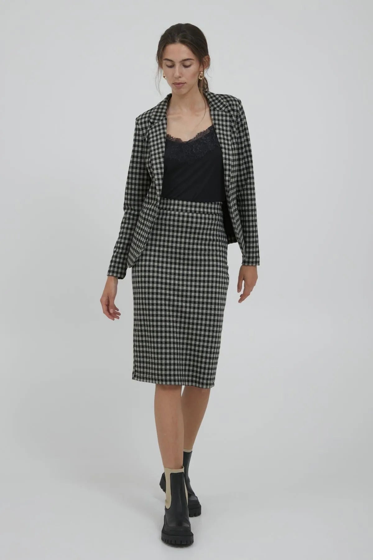 Falda Kate Checky - ECRU