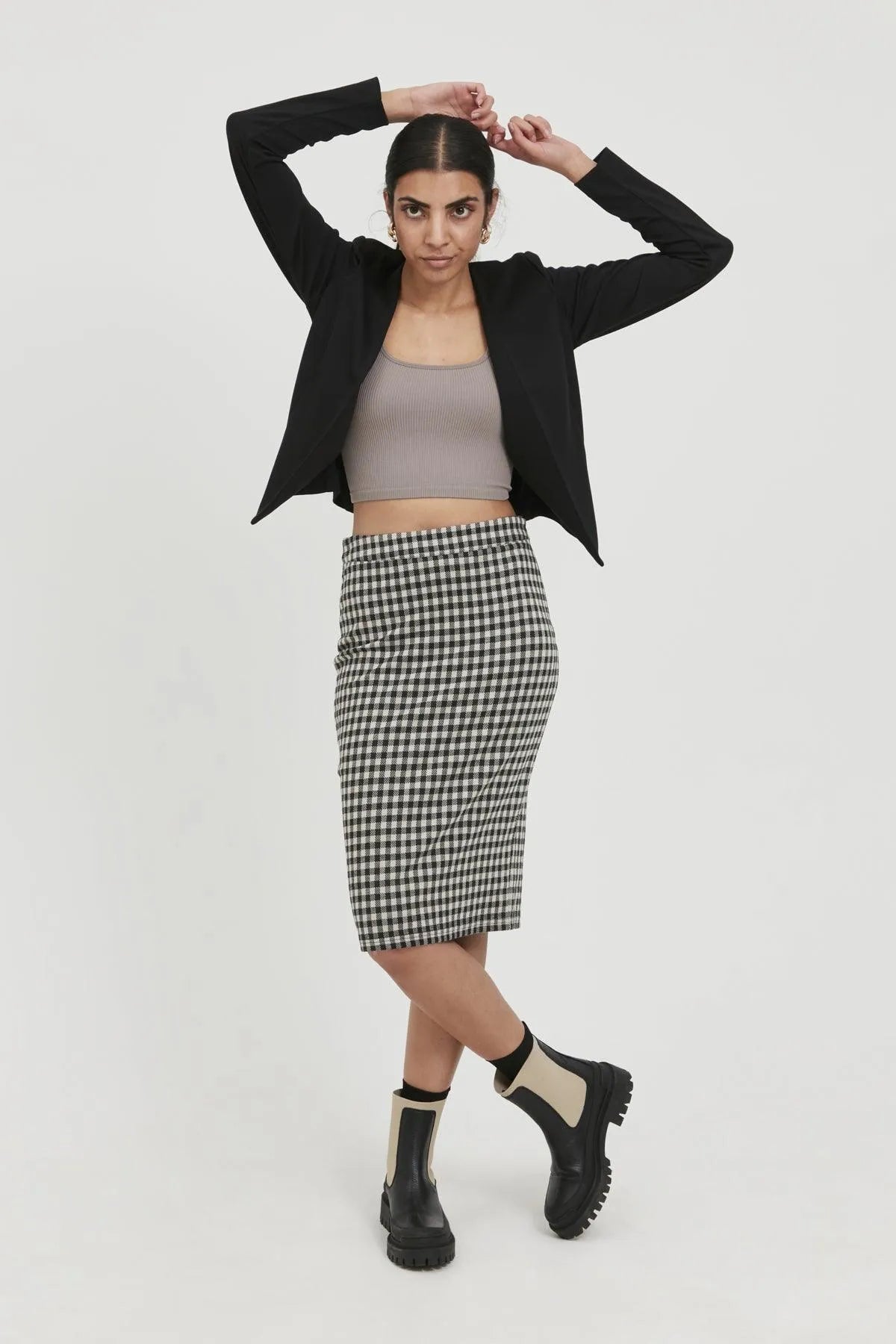 Falda Kate Checky - ECRU