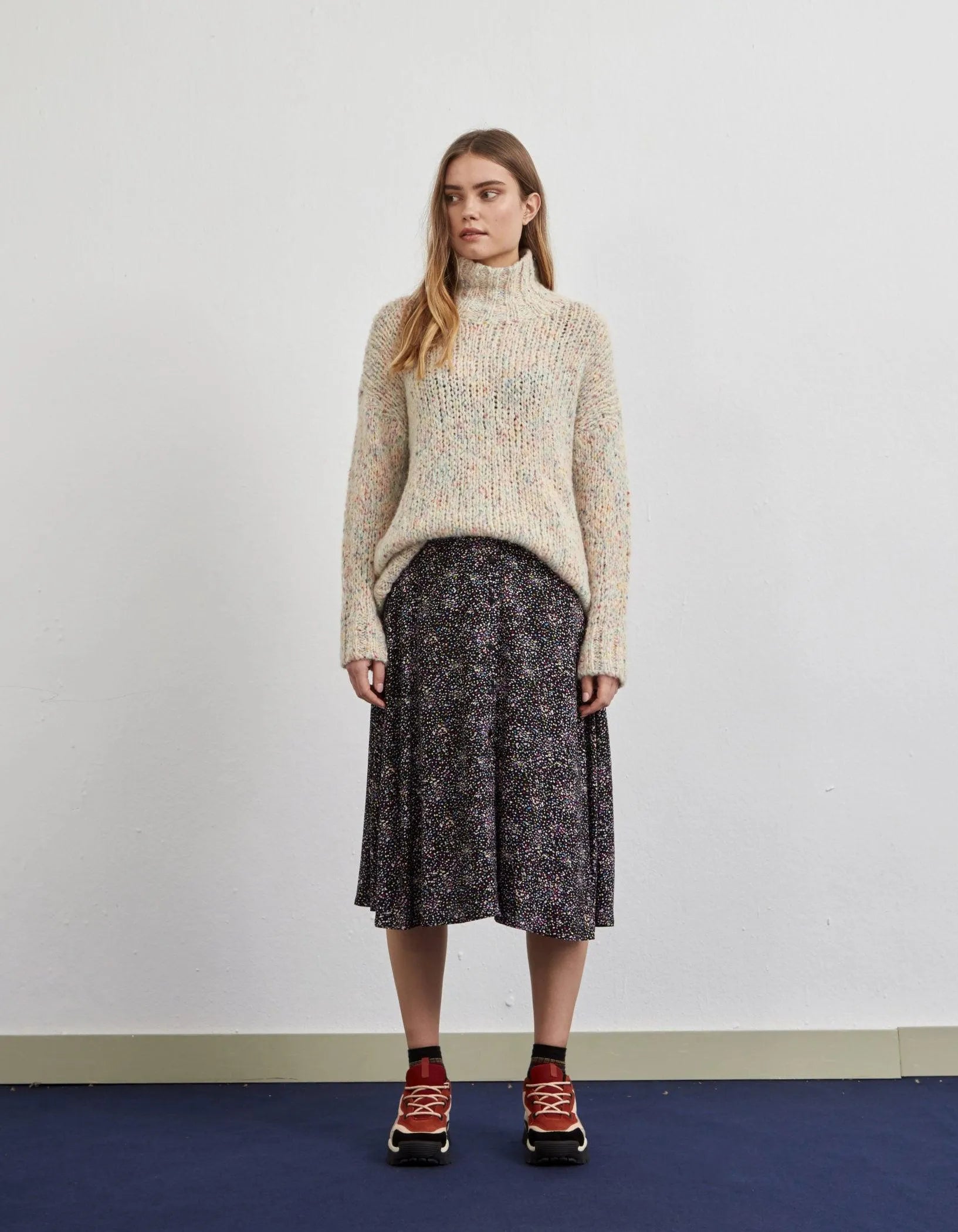 Falda Larga Botones - ECRU