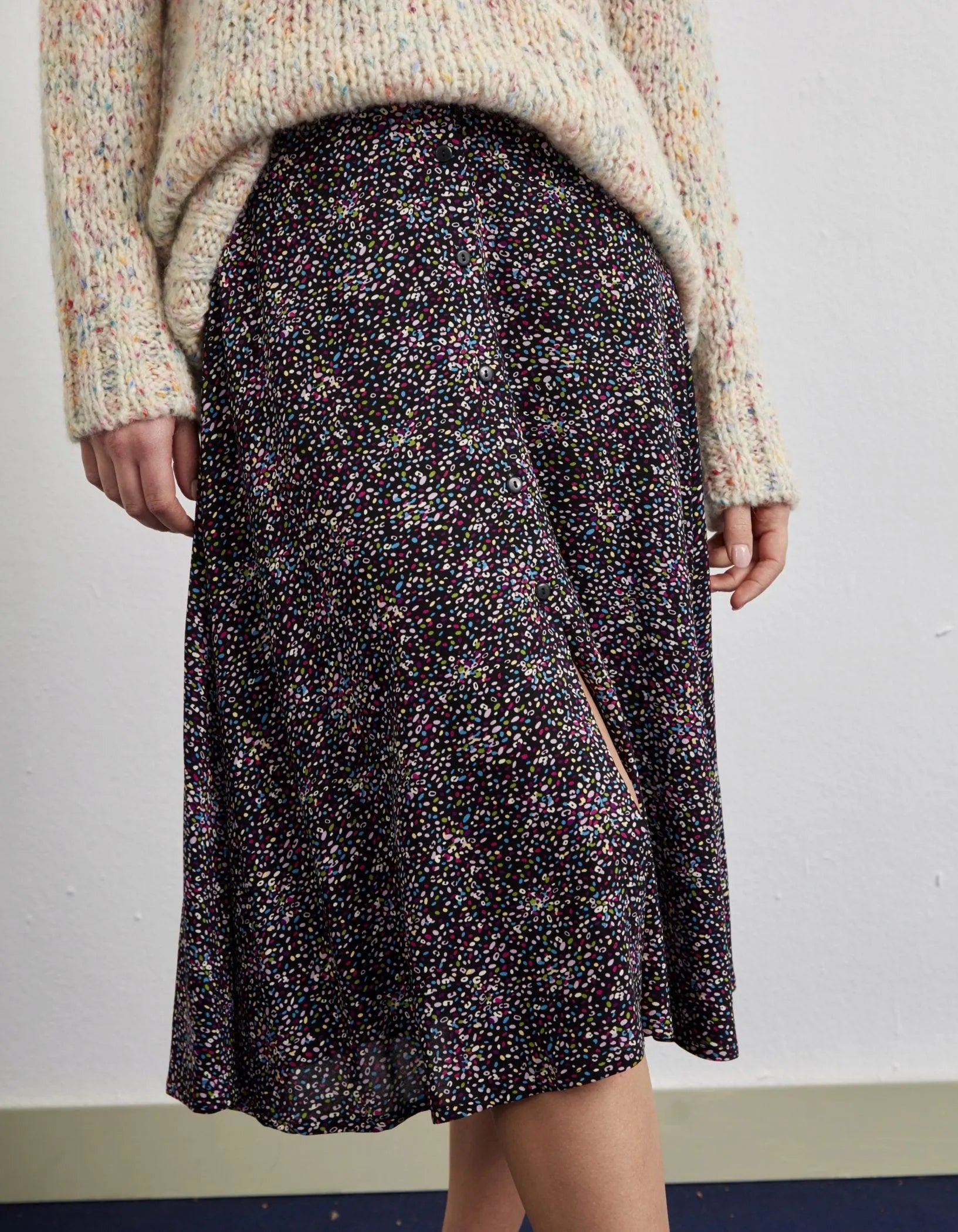 Falda Larga Botones - ECRU