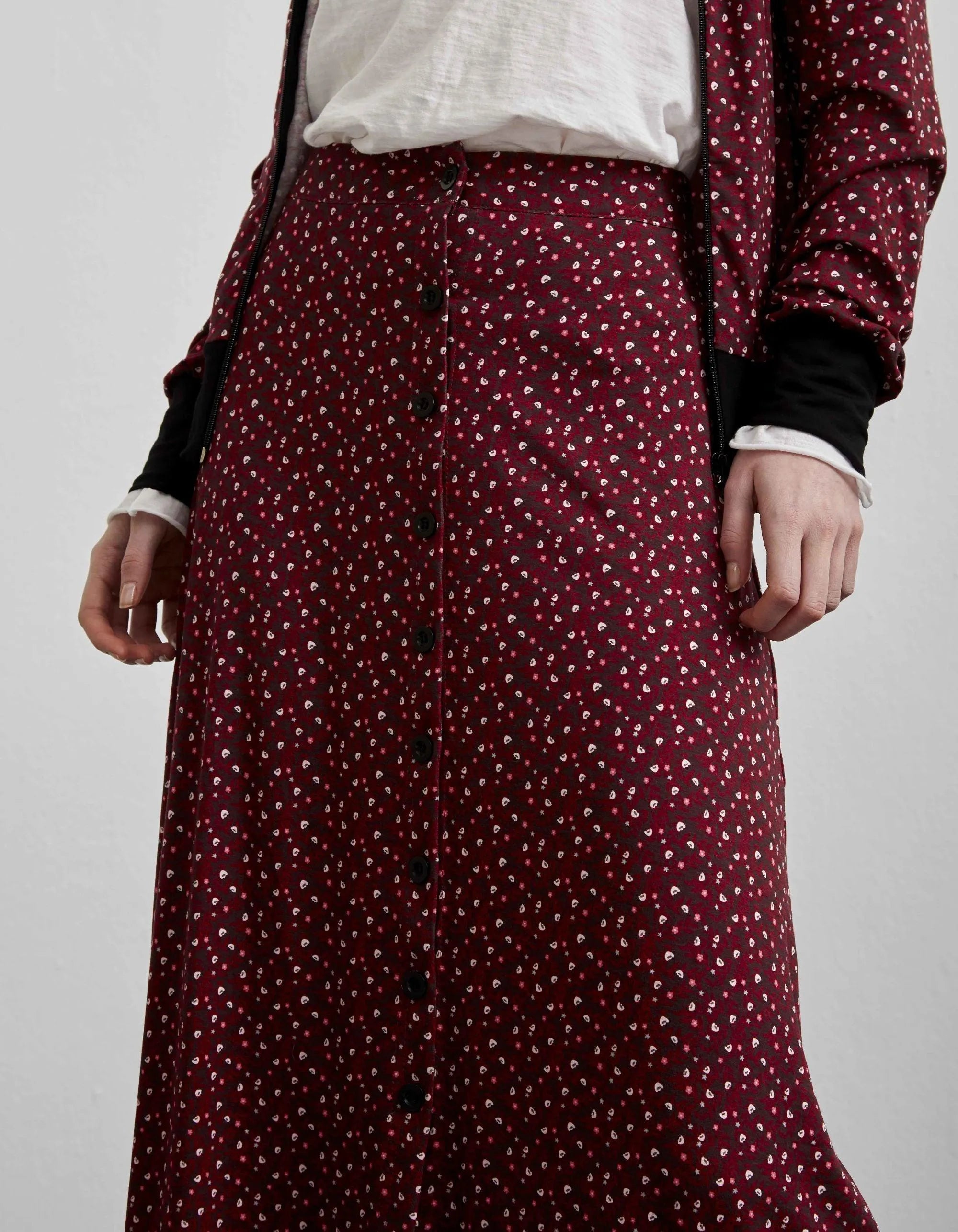 Falda Larga Botones - ECRU