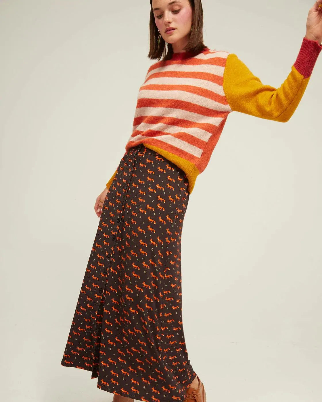 Falda Larga Botones Fox - ECRU