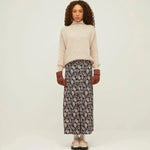 Falda Larga Botones Navy Leaves - ECRU