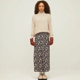 Falda Larga Botones Navy Leaves - ECRU