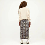 Falda Larga Botones Navy Leaves - ECRU