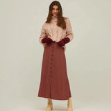 Falda Larga Botones Retro - ECRU