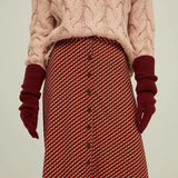 Falda Larga Botones Retro - ECRU