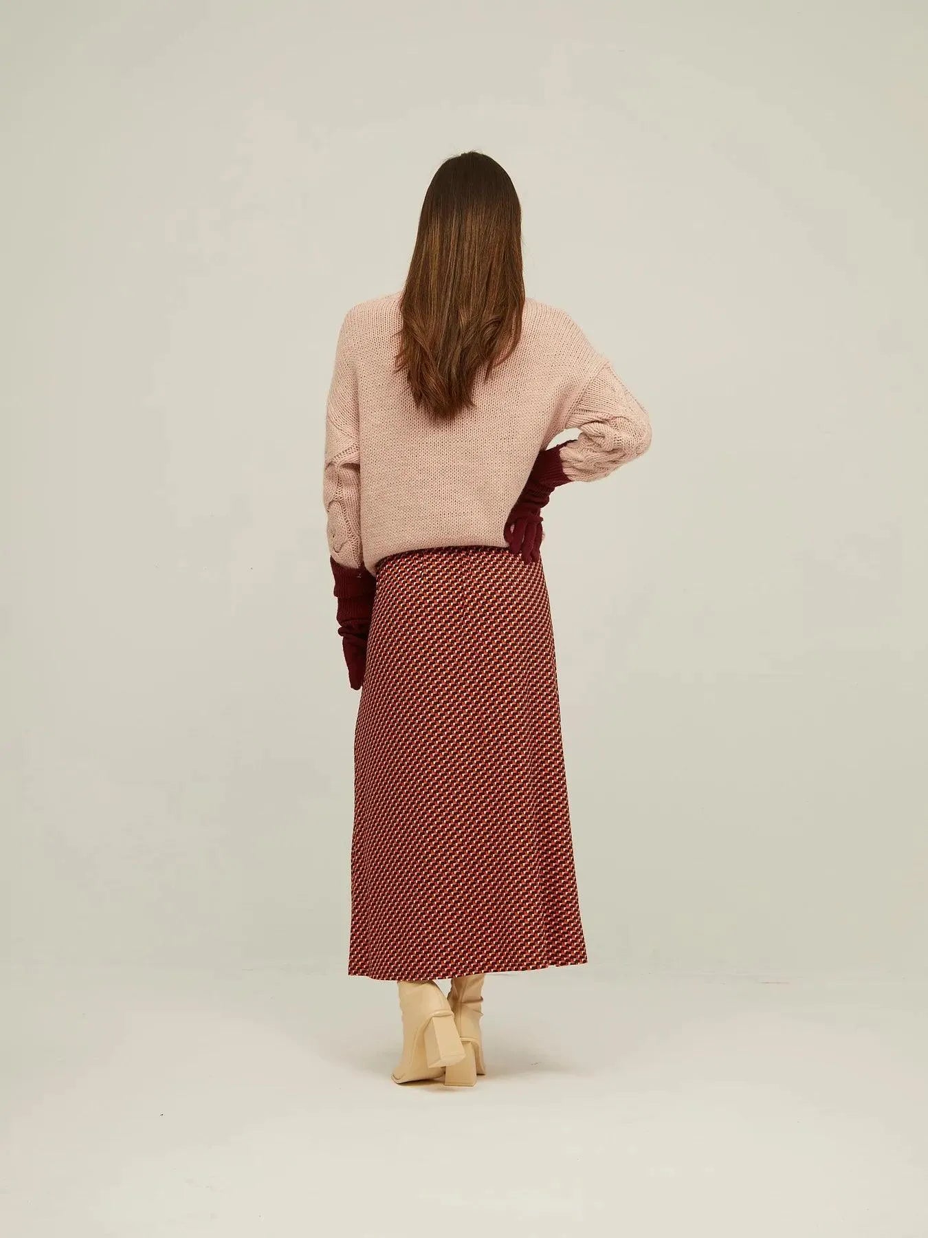 Falda Larga Botones Retro - ECRU