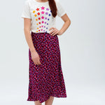 Falda Midi Adelia Burdeos Pétalos de confeti - ECRU