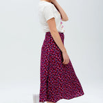 Falda Midi Adelia Burdeos Pétalos de confeti - ECRU