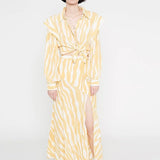 Falda Midi Asimétrica Con Abertura Frontal Estampado Cebra - ECRU