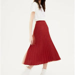 Falda midi con estampado de pata de gallo - ECRU