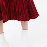 Falda midi con estampado de pata de gallo - ECRU