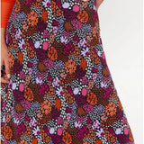 Falda midi de crepe evasé con cremallera y microestampado floral - ECRU