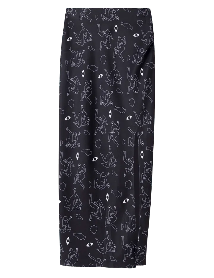 Falda midi drapeada - ECRU