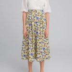 Falda Midi Girasoles - ECRU