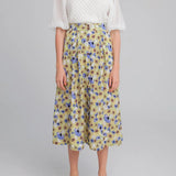 Falda Midi Girasoles - ECRU