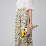 Falda Midi Girasoles - ECRU