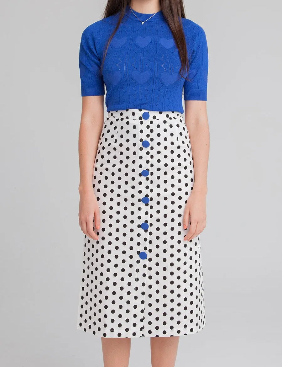 Falda Midi Lunares - ECRU