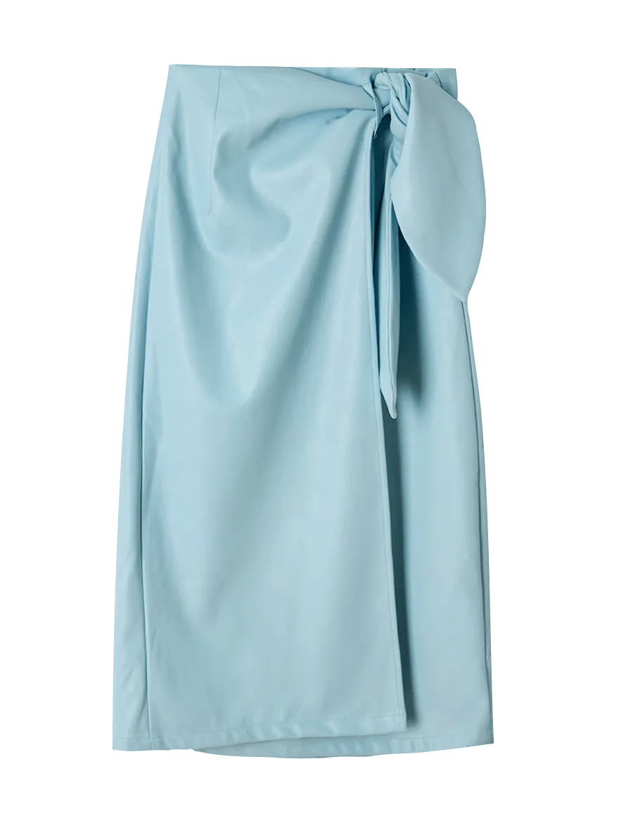 Falda midi polipiel nudo - ECRU