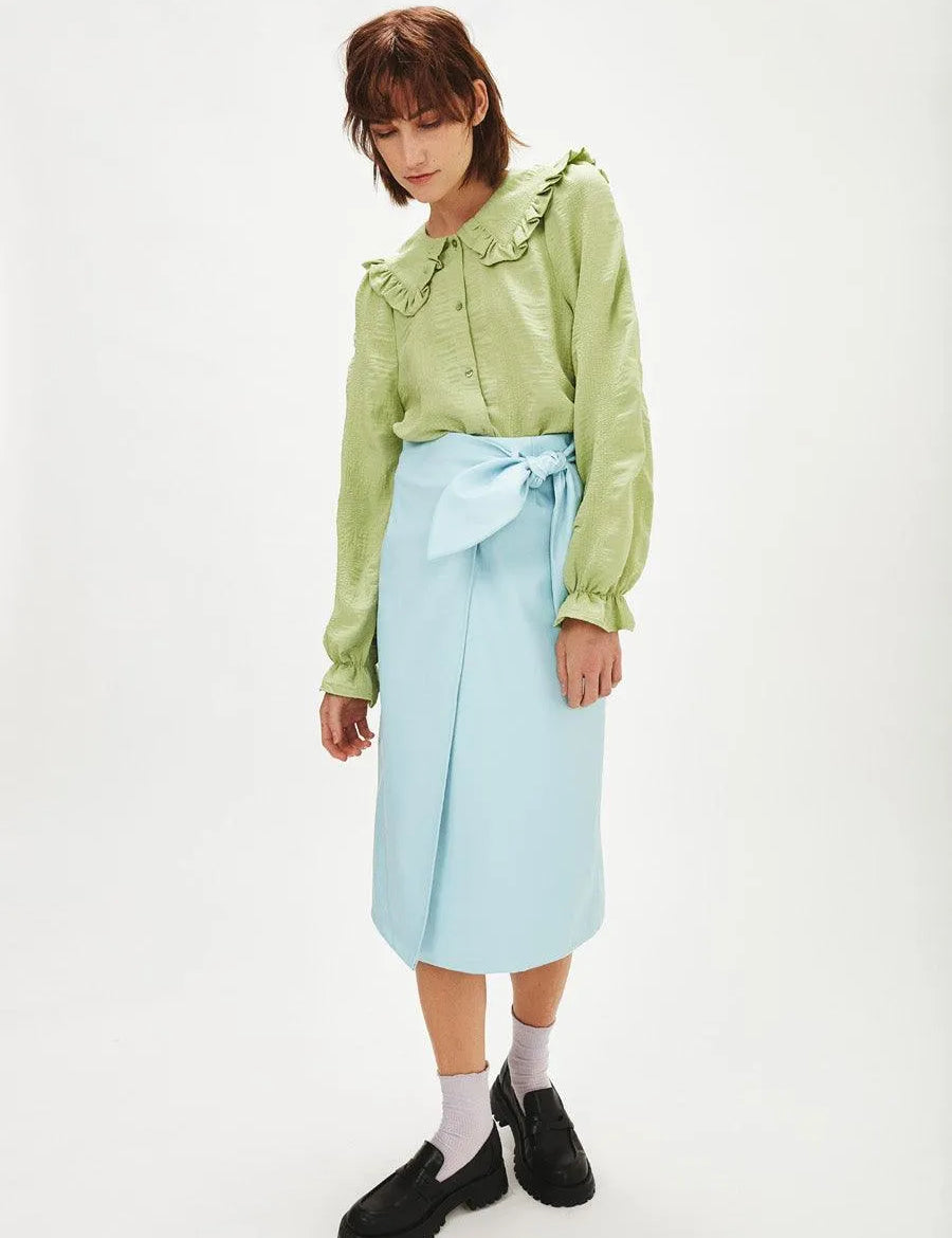 Falda midi polipiel nudo - ECRU