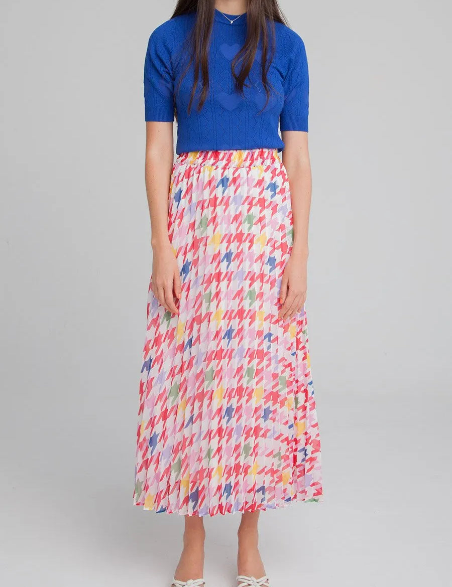 Falda Pata de Gallo Multicolor - ECRU