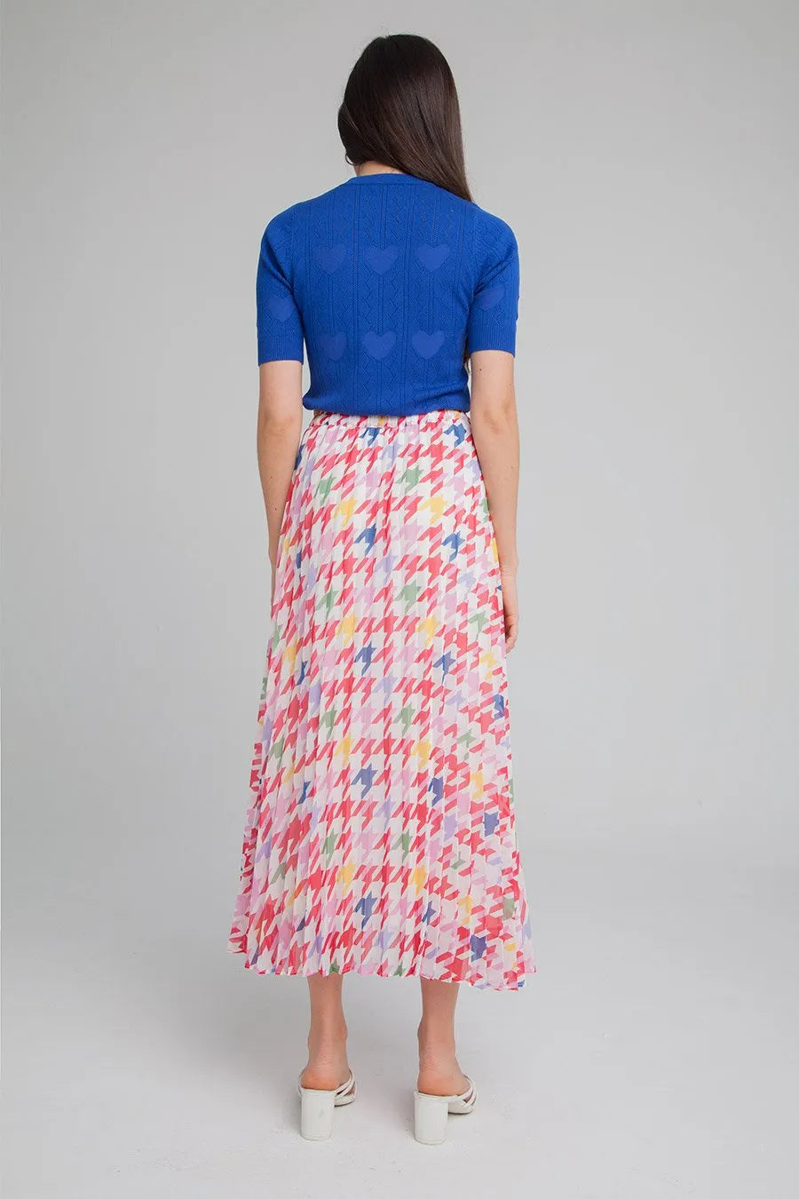 Falda Pata de Gallo Multicolor - ECRU