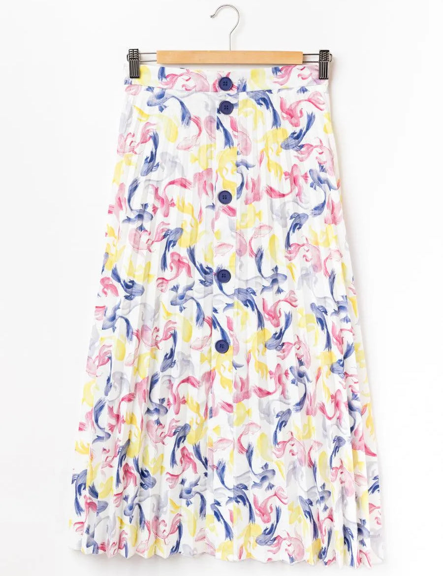 Falda Plisada Acuarela - ECRU