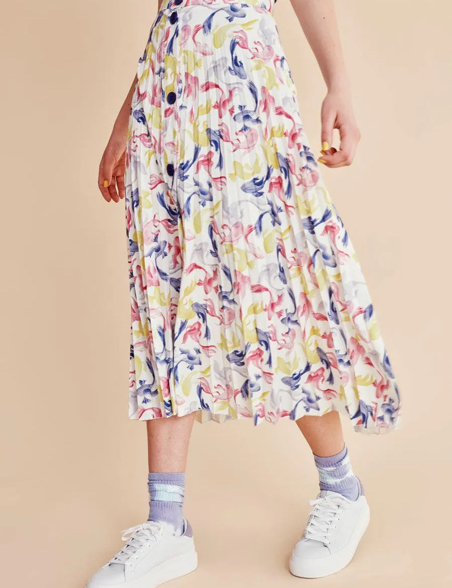Falda Plisada Acuarela - ECRU