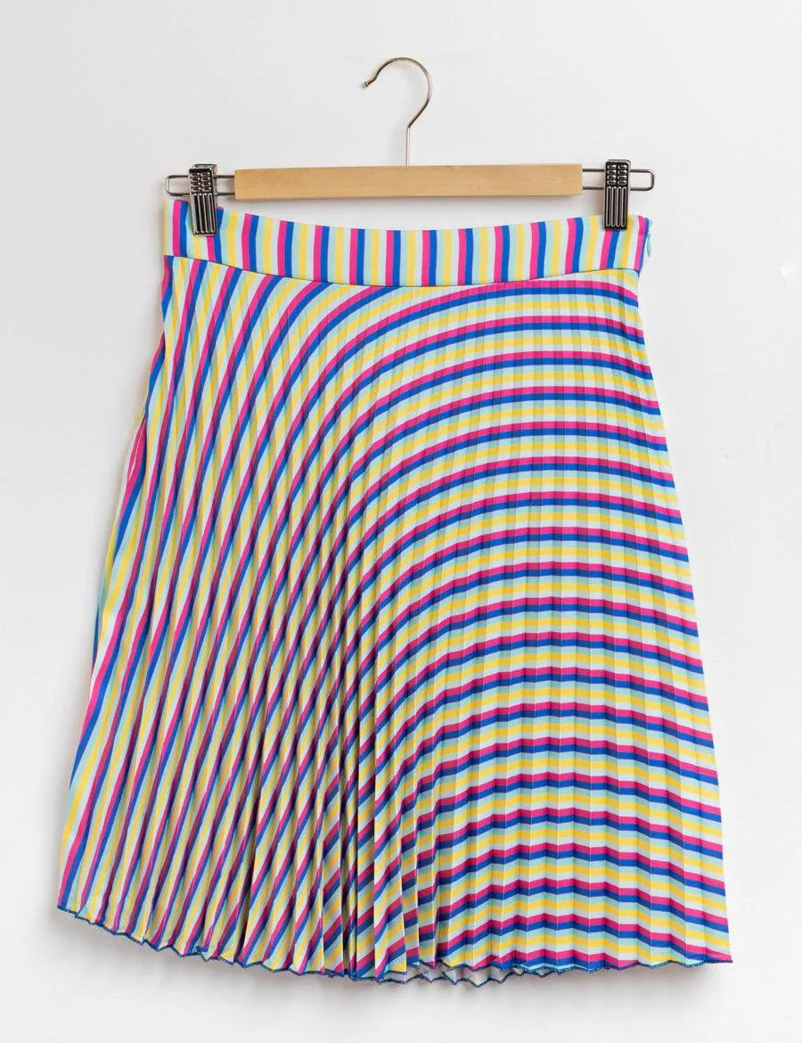 Falda plisada rayas - ECRU