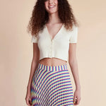 Falda plisada rayas - ECRU