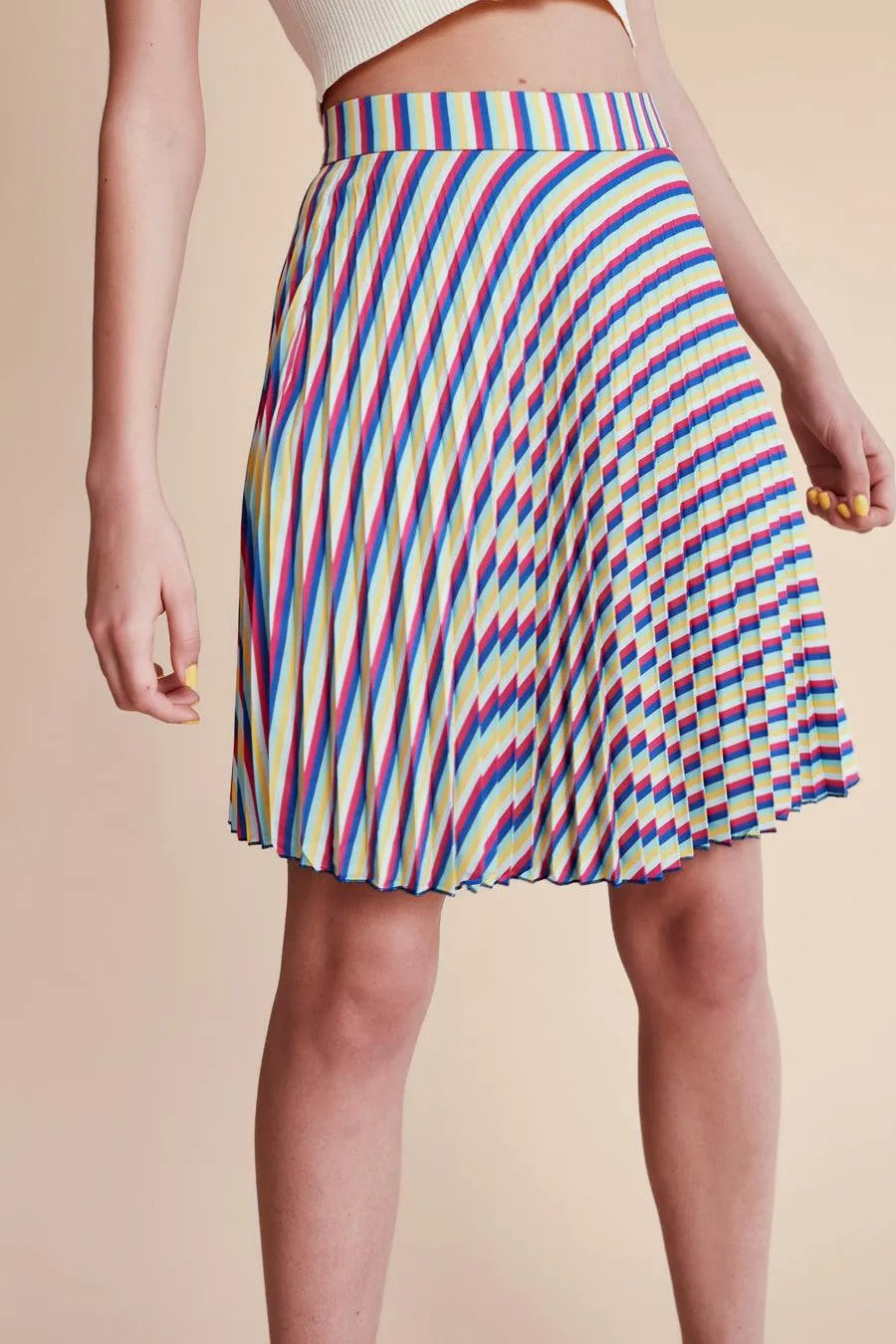 Falda plisada rayas - ECRU