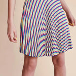 Falda plisada rayas - ECRU