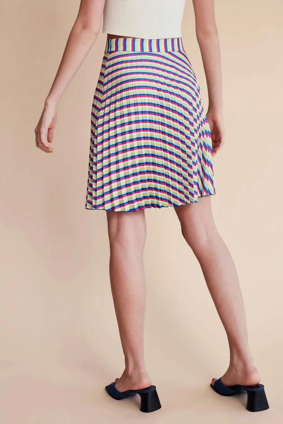 Falda plisada rayas - ECRU