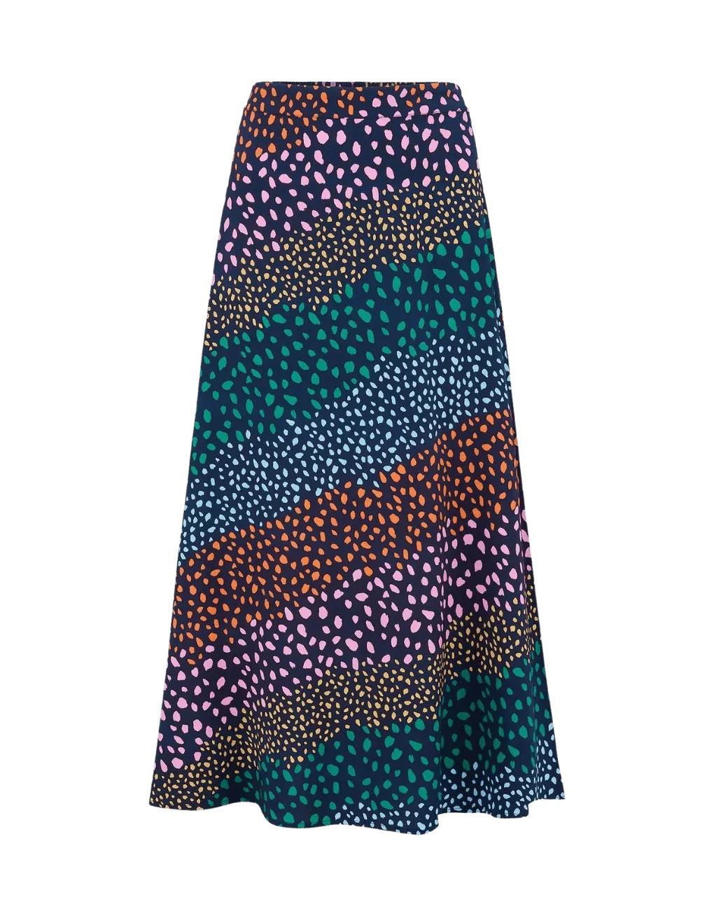 Falda Sugarhill Zora Navy Multi Painterly Spot Stripe - ECRU