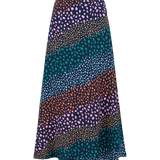 Falda Sugarhill Zora Navy Multi Painterly Spot Stripe - ECRU