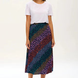 Falda Sugarhill Zora Navy Multi Painterly Spot Stripe - ECRU