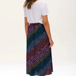 Falda Sugarhill Zora Navy Multi Painterly Spot Stripe - ECRU