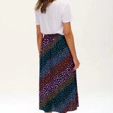 Falda Sugarhill Zora Navy Multi Painterly Spot Stripe - ECRU