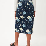 Falda Vaquera Midi Flores - ECRU