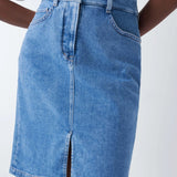 Falda vaquera Push In Secret Glamour con detalle en el cinturón - ECRU