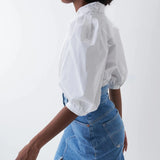 Falda vaquera Push In Secret Glamour con detalle en el cinturón - ECRU