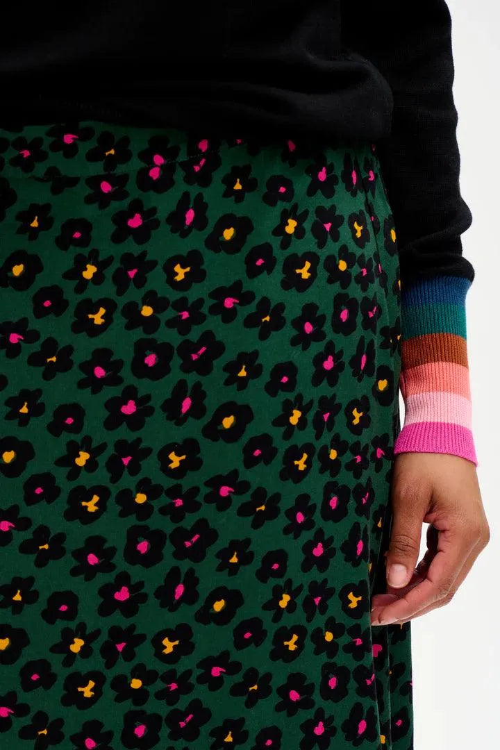 Falda Zora Green Painted Floral - ECRU