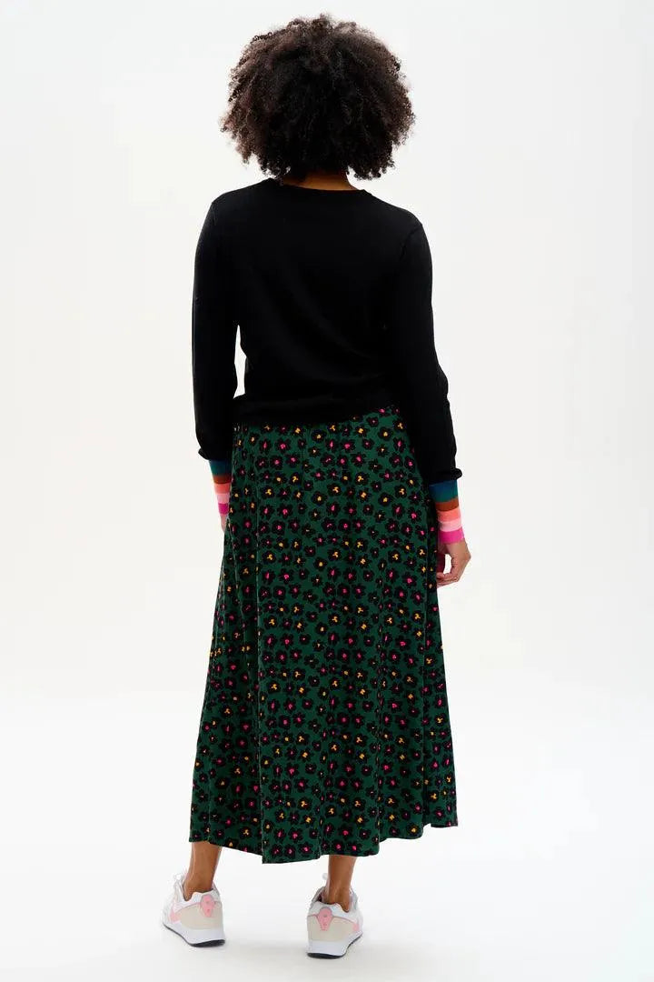 Falda Zora Green Painted Floral - ECRU